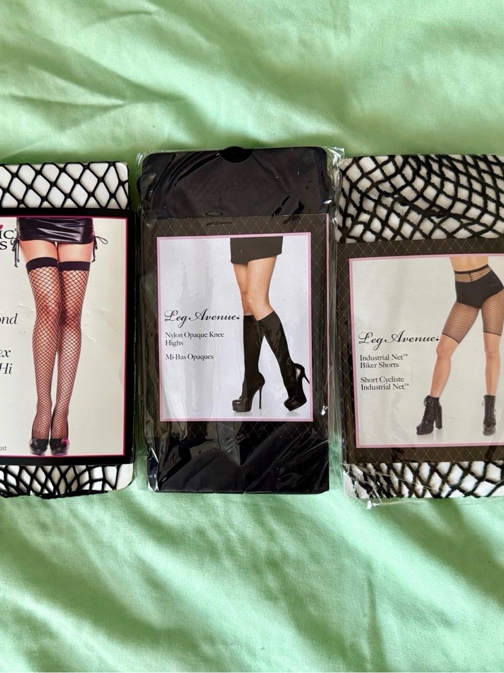 Set of 3 Fishnet Stockings - One Size